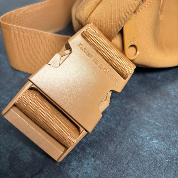 Dagne Dover Camel Tan Neoprene Belt Bag Neutral Adjustable Strap - Picture 4 of 6